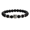 Bracelet tête de hibou et perles d'onyx mate noir