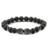 Bracelet têtes de mort et perles de pierre de lave