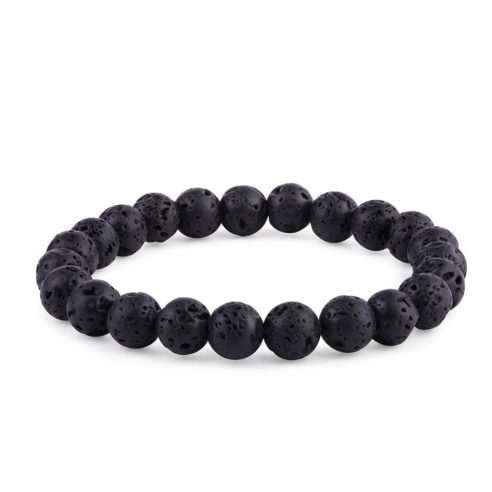 Bracelet en perles de pierre de lave noire