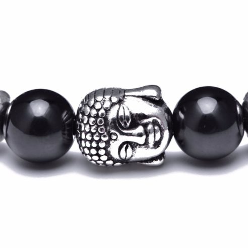 Bracelet bouddha avec perles d'agate noir