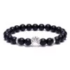 Bracelet patte de chien et perles d'onyx mate noir