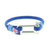 Bracelet nautique bleu et blanc avec manille en acier inoxydable