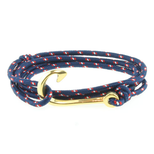 Bracelet nautique bleu avec hameçon en acier inoxydable