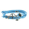 Bracelet multi-tours en nylon bleu ciel avec ancre en acier inoxydable