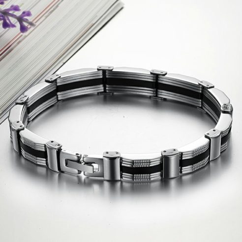 Bracelet en acier inoxydable avec silicone
