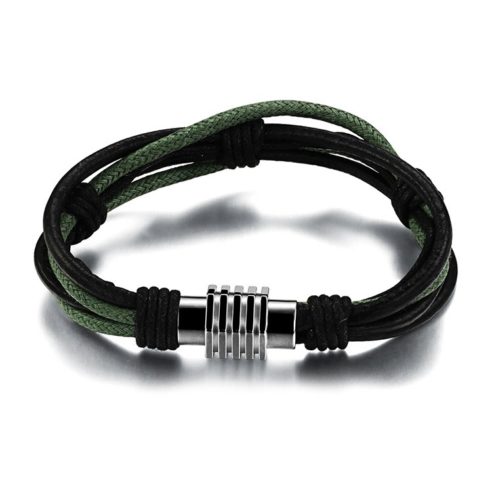 Bracelet en cuir et corde avec fermoir magnétique en acier inoxydable