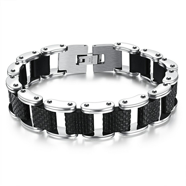 Bracelet en acier inoxydable avec silicone