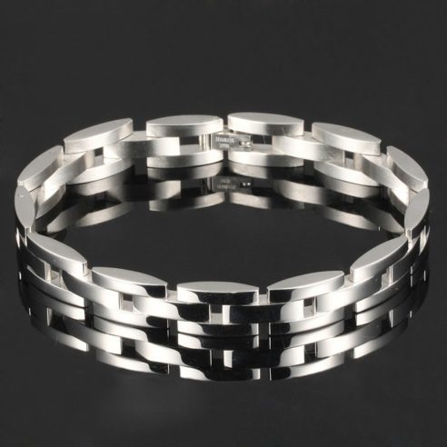 Bracelet en acier inoxydable avec maillons de couleur argent