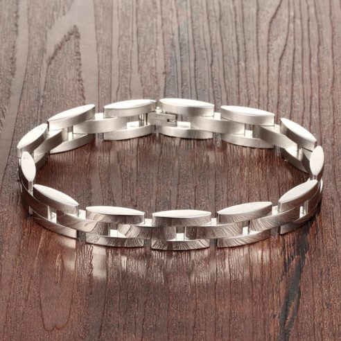 Bracelet en acier inoxydable avec maillons de couleur argent