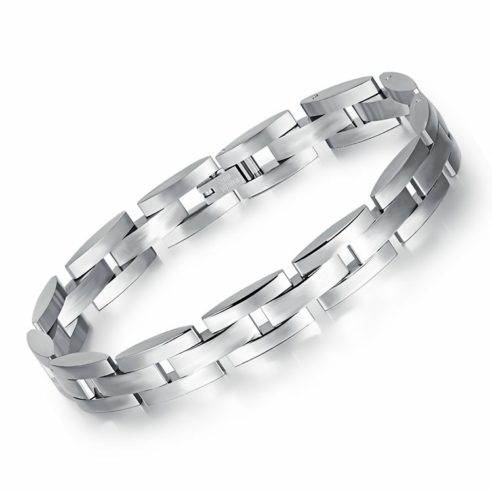 Bracelet en acier inoxydable avec maillons de couleur argent