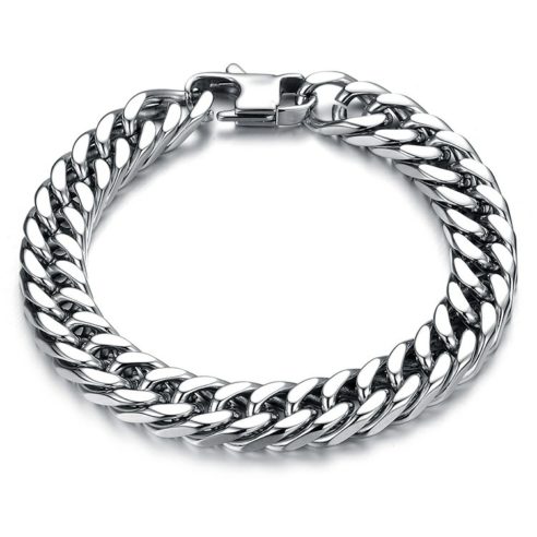 Bracelet en acier inoxydable avec gros maillons de couleur argent