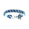 Bracelet en nylon bleu marine et bleu ciel avec ancre en acier inoxydable