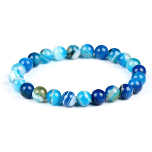 Bracelet pour homme en perles d'agate bleue.