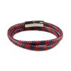 Bracelet multi-tours pour homme en cuir bleu marine et rouge tressé.