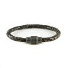 Bracelet pour homme en cuir tressé marron et noir.