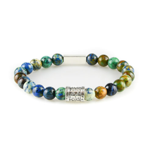 Bracelet homme en pierres de chrysocolle et argent 925