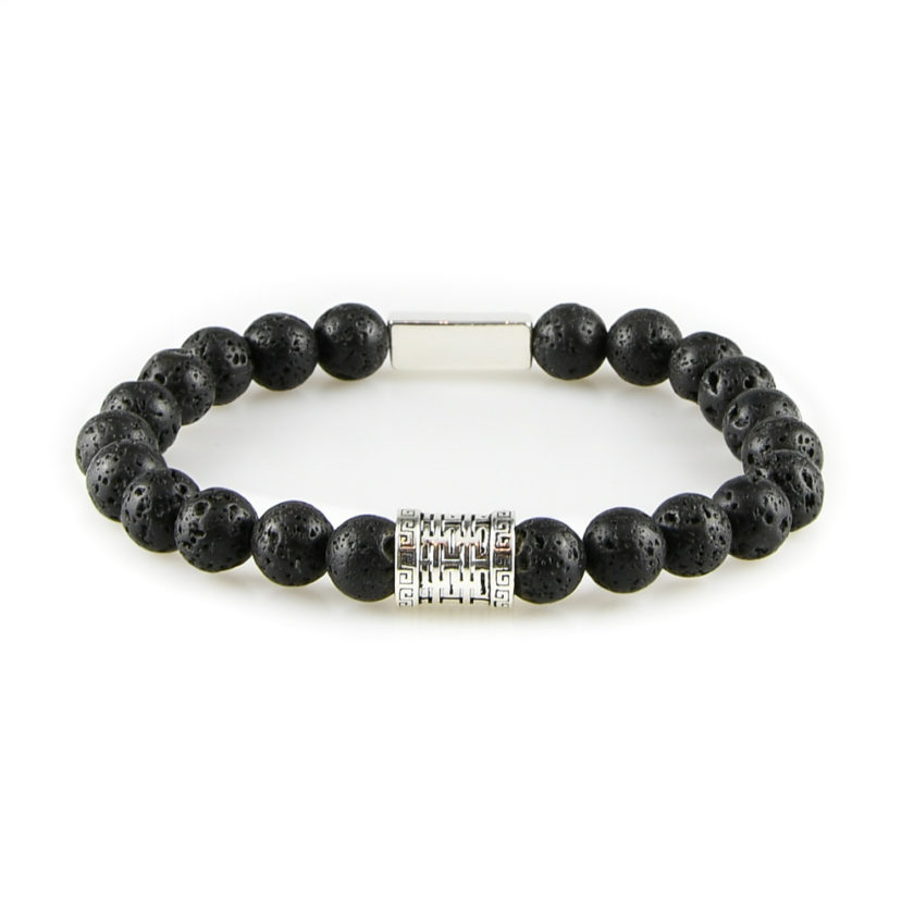 Bracelet homme en pierres de lave et argent 925