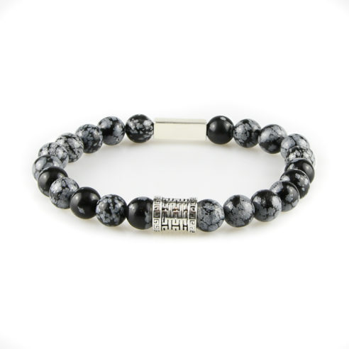 Bracelet homme en obsidienne dorée et argent 925