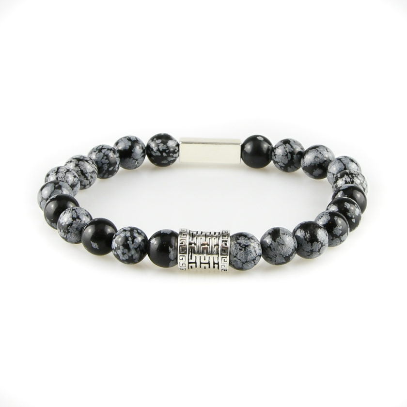 Bracelet homme en obsidienne dorée et argent 925