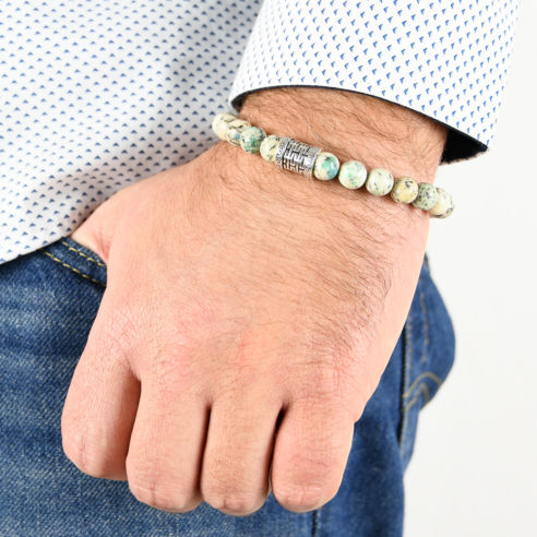 Bracelet homme en pierre de granite K2 et argent 925