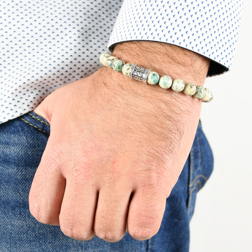 Bracelet homme en pierre de granite K2 et argent 925