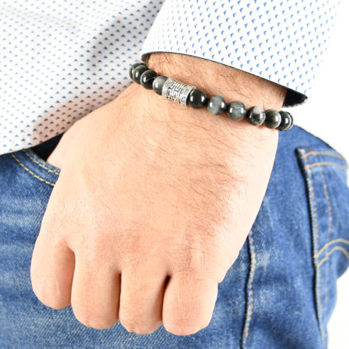 Bracelet homme en œil de faucon et argent 925