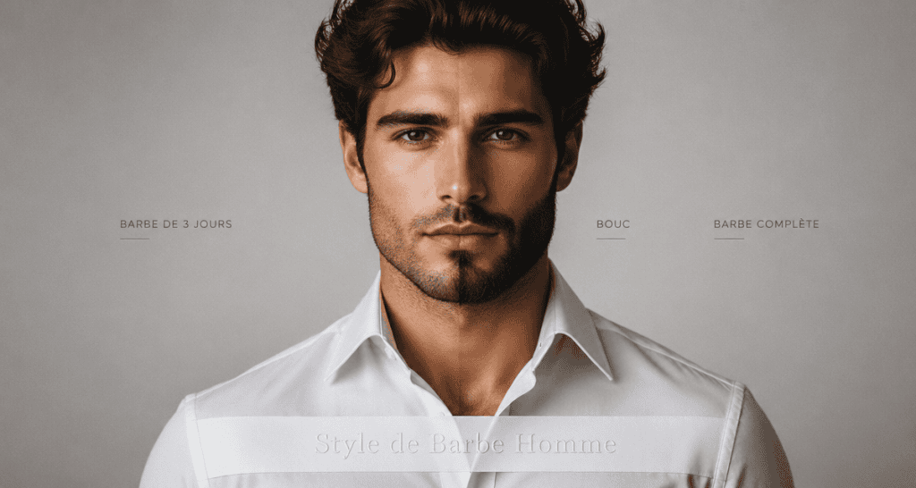 Barbe style homme sur visage élégant, plusieurs styles