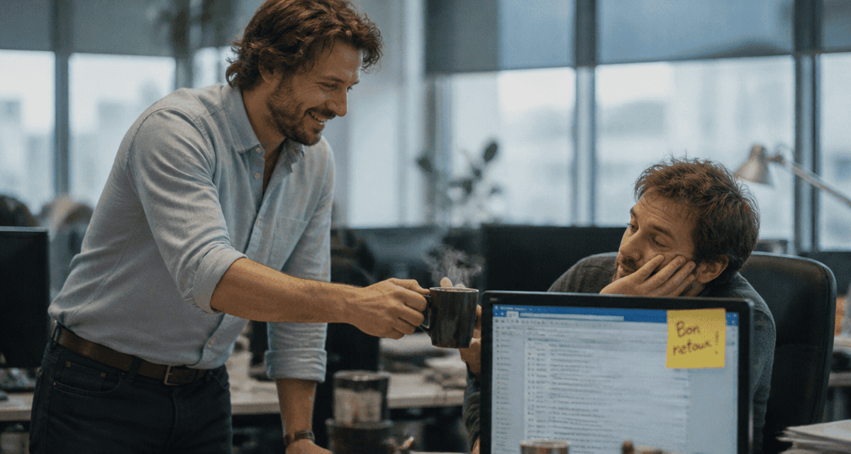 bon retour de vacances humour employés open space