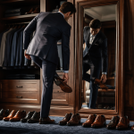chaussures qui grandissent homme dans un dressing