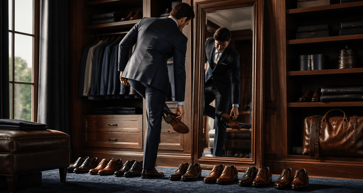 chaussures qui grandissent homme dans un dressing