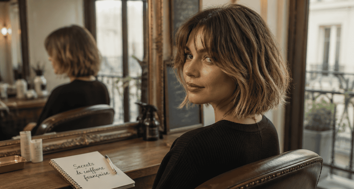 coiffure français carré flou frange balayage doré