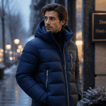 doudoune de luxe bleu nuit matelassée