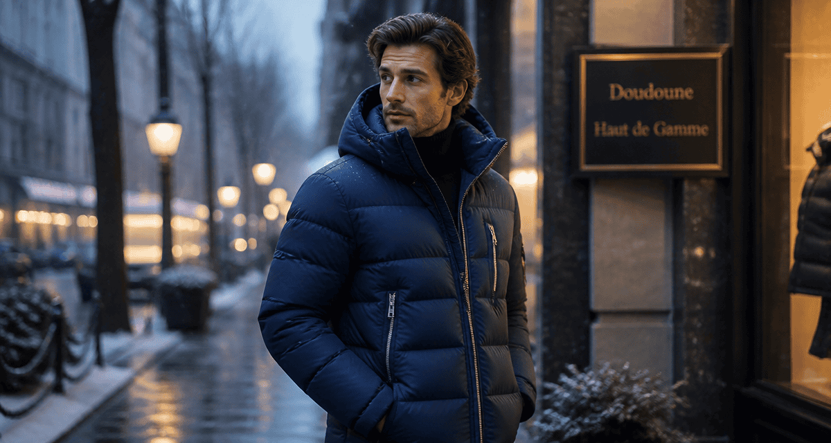doudoune de luxe bleu nuit matelassée