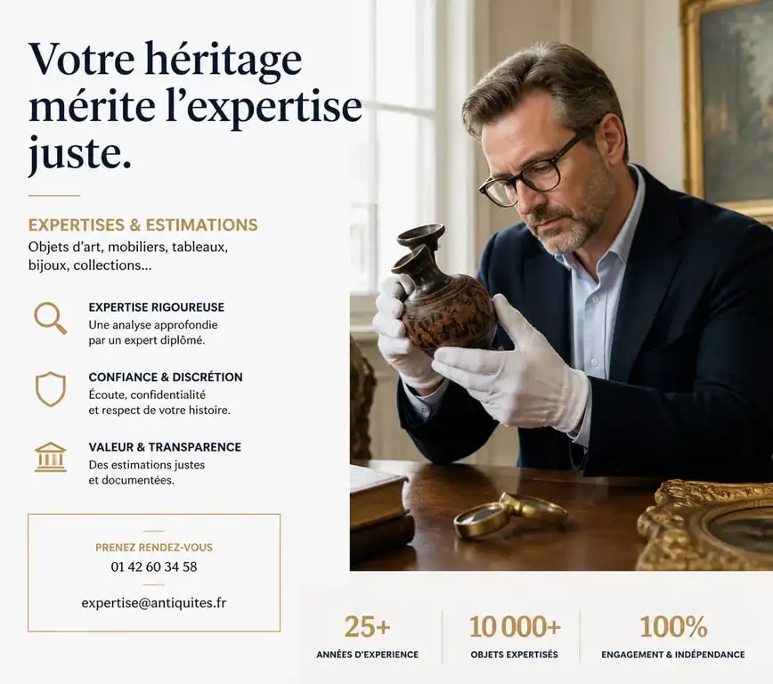 Antiquaire expert effectuant une estimation et un rachat d'objets anciens à domicile