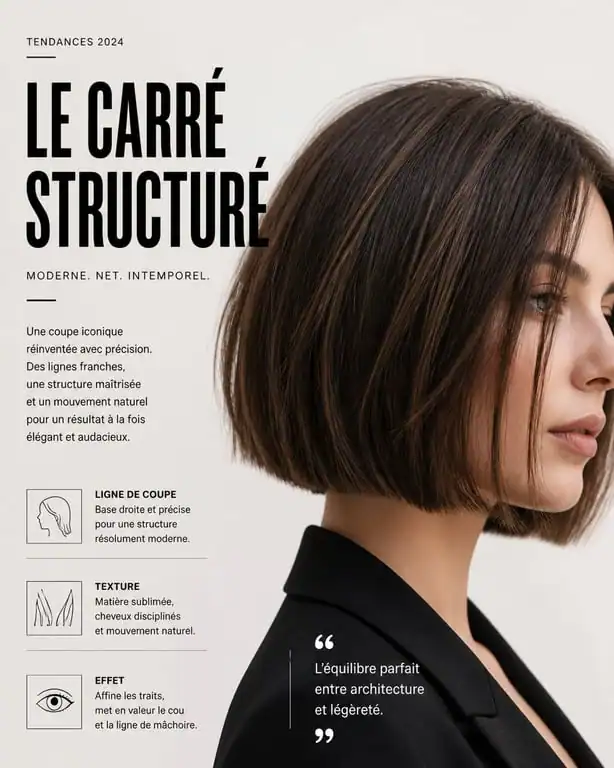Tendance coupe carré femme moderne et structurée
