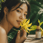 huile essentielle ylang ylang bienfaits portrait femme fleur
