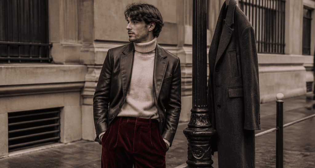 look homme 2025 blazer cuir urbain