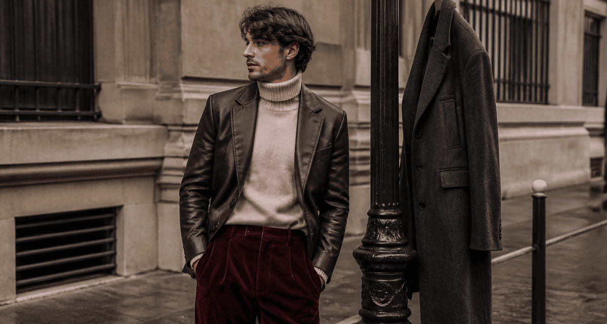 look homme 2025 blazer cuir urbain