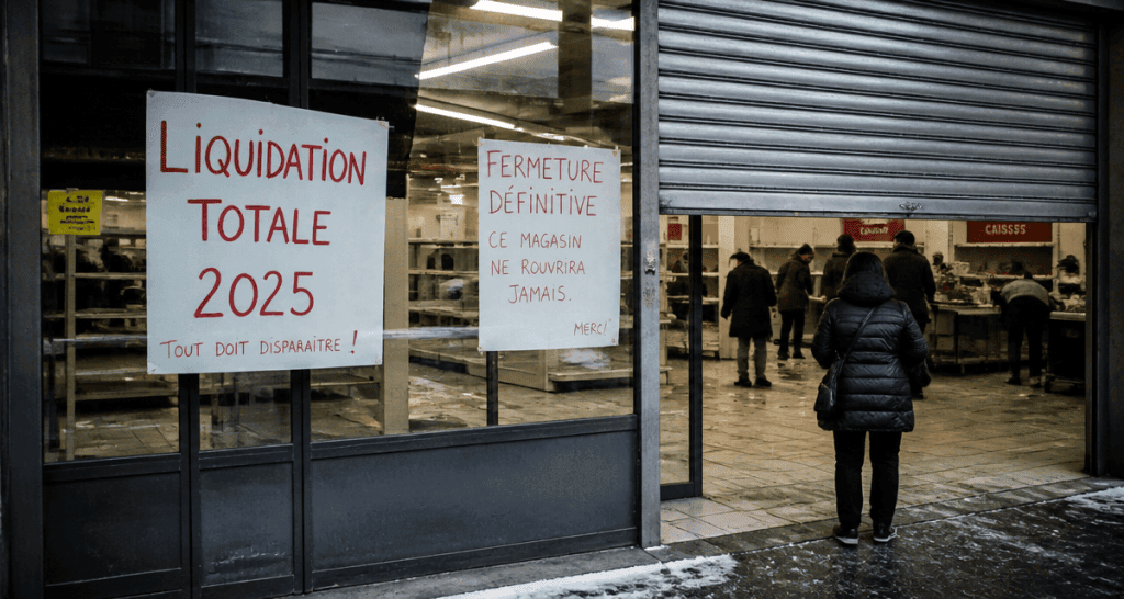 magasin fermeture définitive 2025 devanture vide