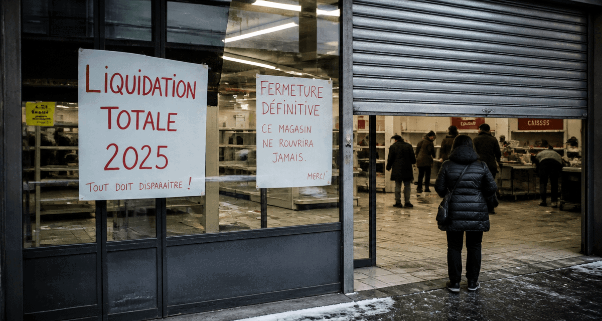 magasin fermeture définitive 2025 devanture vide