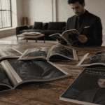 magazine mode pour homme sur table loft élégant