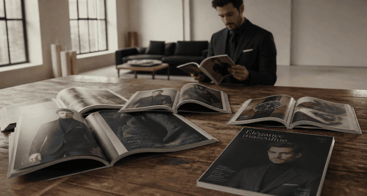 magazine mode pour homme sur table loft élégant
