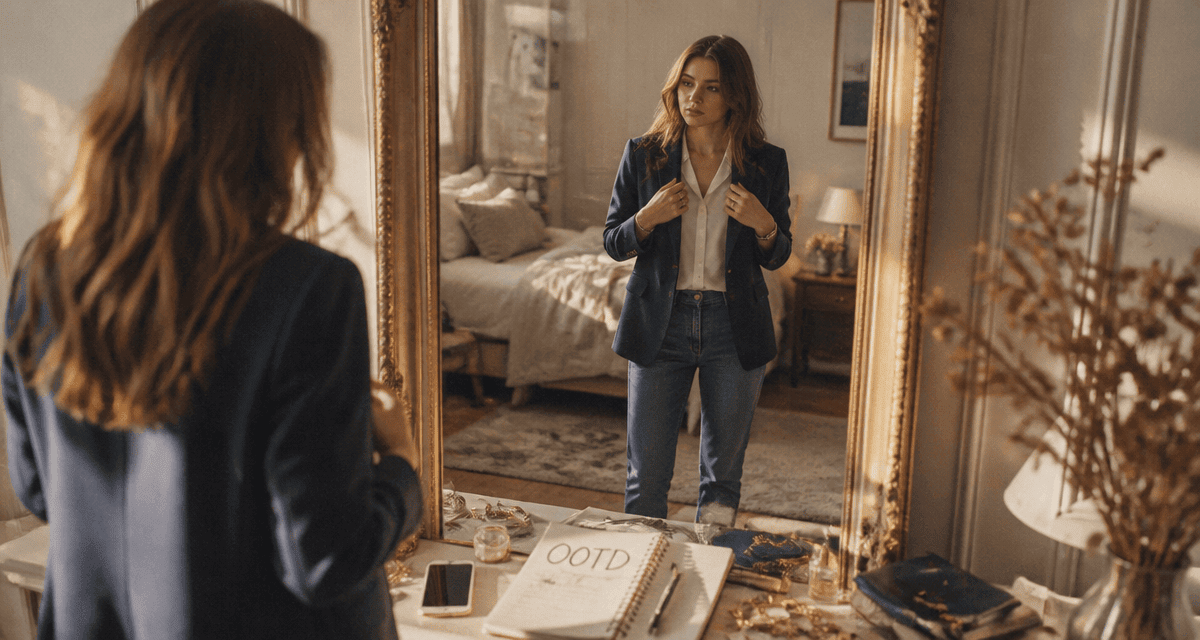 outfit of the day jeune femme blazer miroir