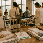 Table salon du bien etre 2025 avec brochures et visiteurs