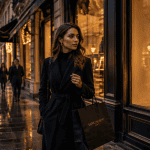 shopping a paris femme élégante sur trottoir