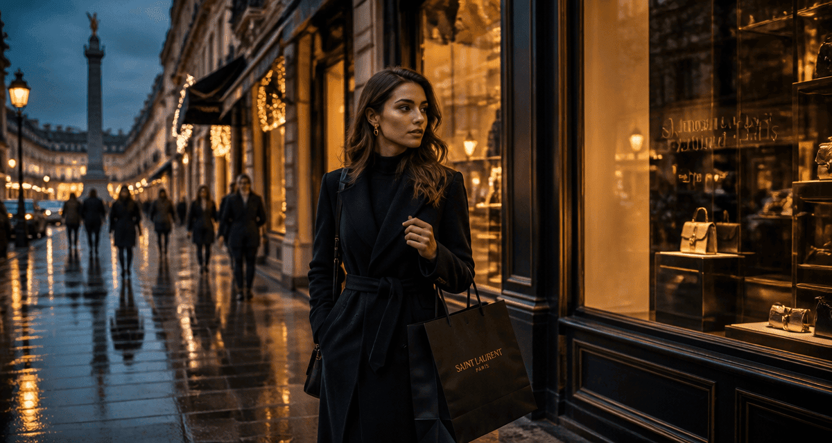 shopping a paris femme élégante sur trottoir