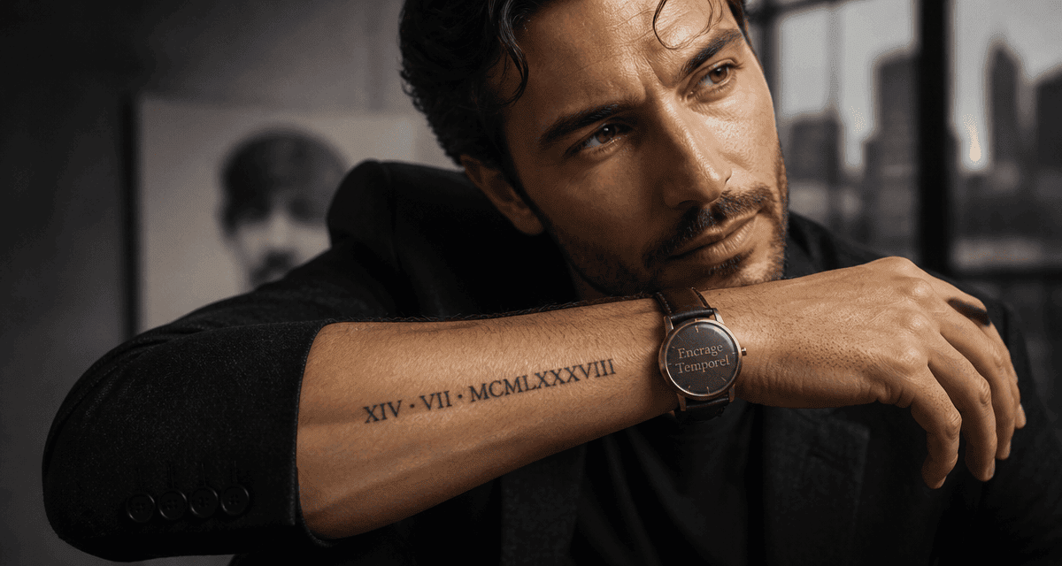 tatouage date de naissance homme avant-bras