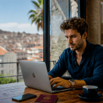 travail nomade jeune professionnel laptop