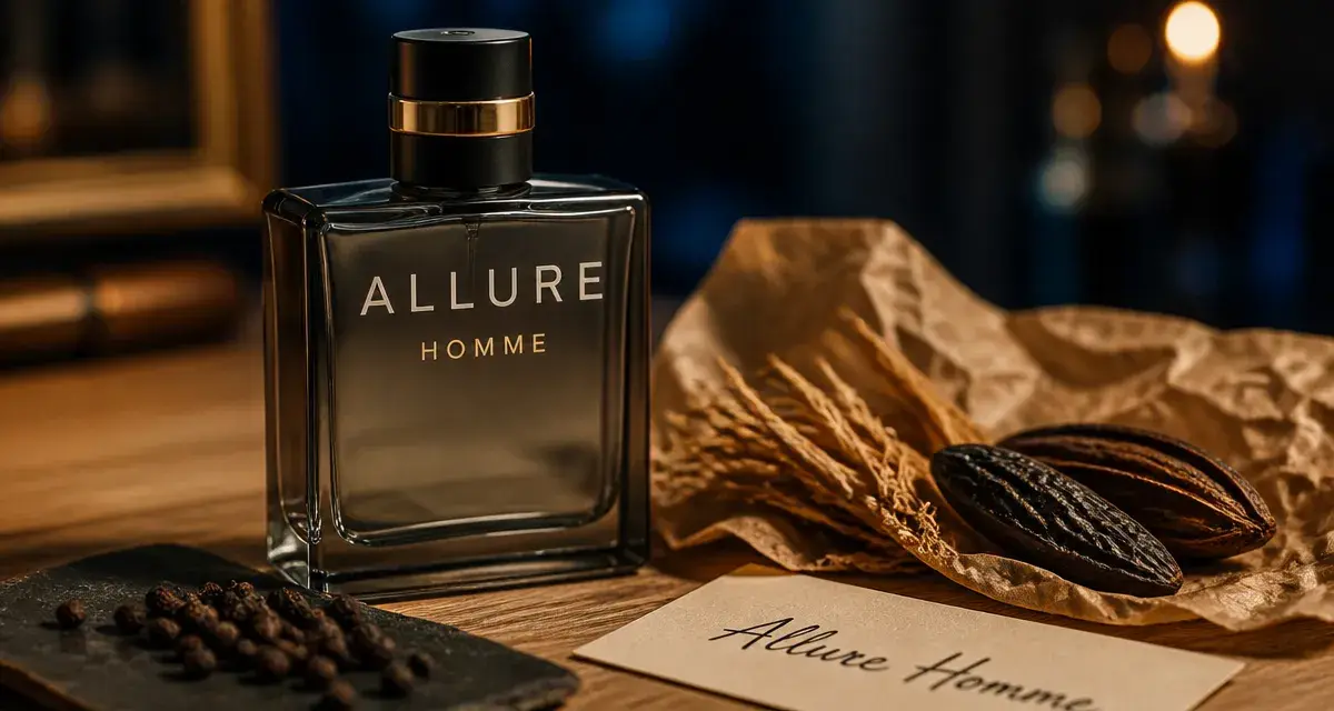 Allure parfum homme Chanel : flacon sur bureau, sillage