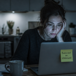 burn out teletravail femme fatiguee maison